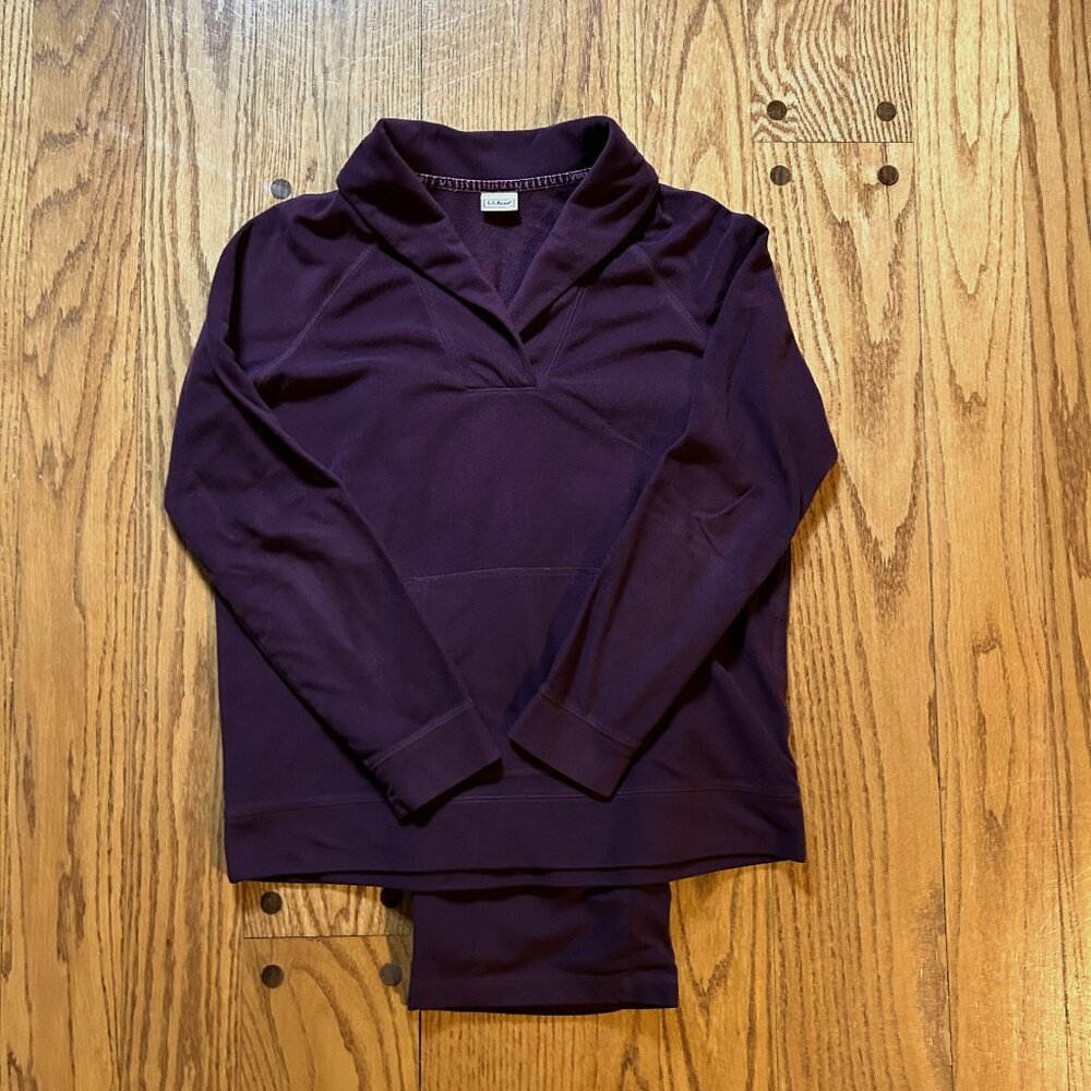 Women's L.L.Bean Fleece Pajama Set--Burgundy, Size M